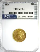 1854 Gold $3 PCI MS-64