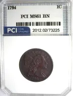 1794 Large Cent PCI MS-61 BN